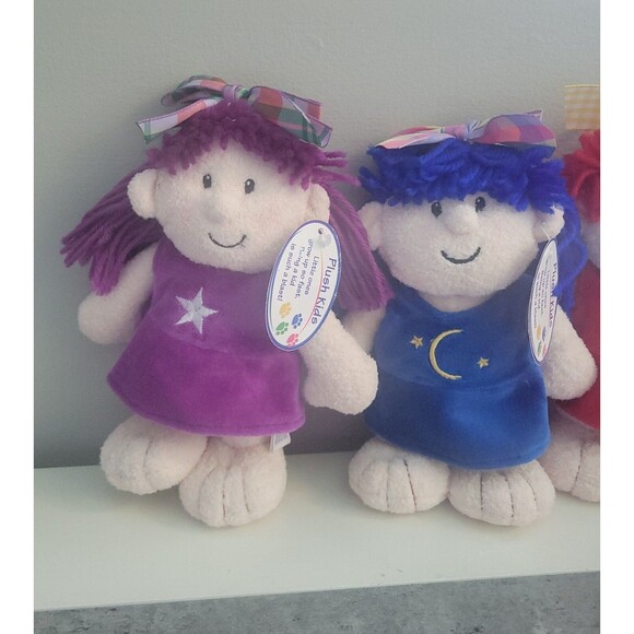 Progressive Plush Kids Girls Twins Triplets Purple Blue Red 8" Birthday Gifts - Picture 3 of 6